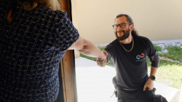 Infinity AC of Austin greeting homeowner Infinity AC of Austin greeting homeowner